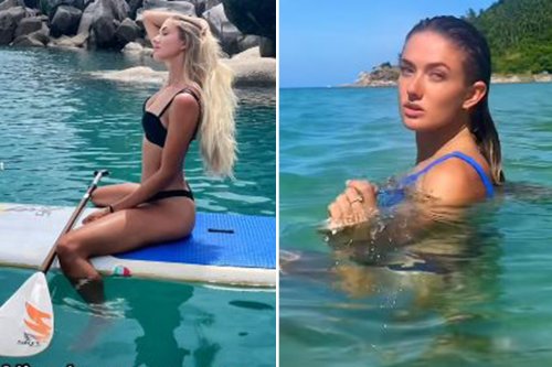 ‘World’s sexiest athlete’ Alica Schmidt stuns in bikini on paddleboard as she frolics in water on holiday