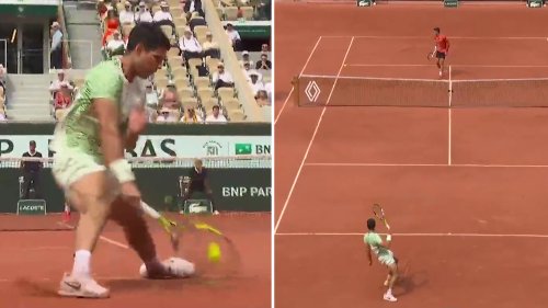 Carlos Alcaraz plays ‘greatest shot ever seen’ against Novak Djokovic at French Open to leave tennis fans stunned