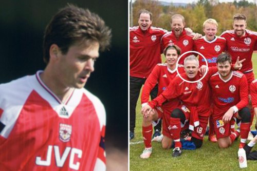 Ex-Arsenal hero Limpar scores from halfway line two decades after retiring
