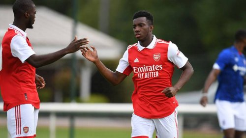 Eddie Nketiah scores HAT-TRICK for Arsenal in behind-closed-doors friendly v Ipswich shortly after signing new deal