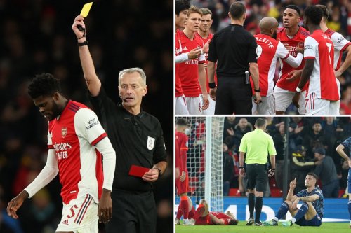 Arsenal have THREE TIMES more red cards than goals in 2022 as bad month goes on