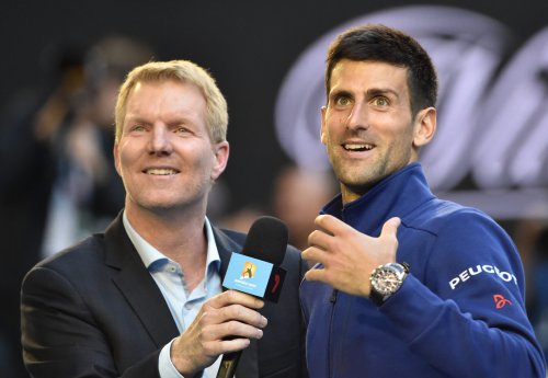 Jim Courier reacts after Novak Djokovic decides to end his coaching partnership with Andy Murray