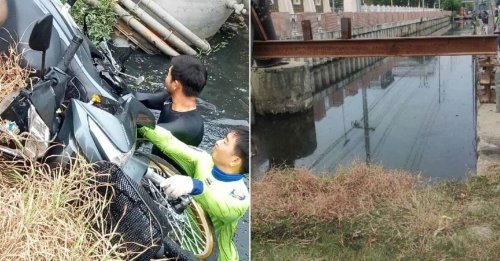 Bangkok couple on motorcycle fall into canal and die, leaving 10-month-old orphaned