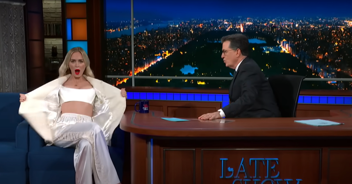 Stephen Colbert's Audience Gasped After Emily Blunt Did This