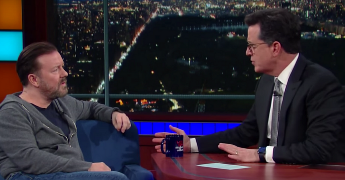 Ricky Gervais Was Not A Fan Of Stephen Colbert's Question And It Led To A Debate