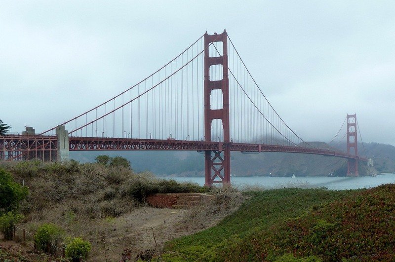 Biking the Golden Gate Bridge on a foggy San Francisco day...