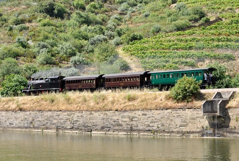 A vintage train journey through the Douro Valley