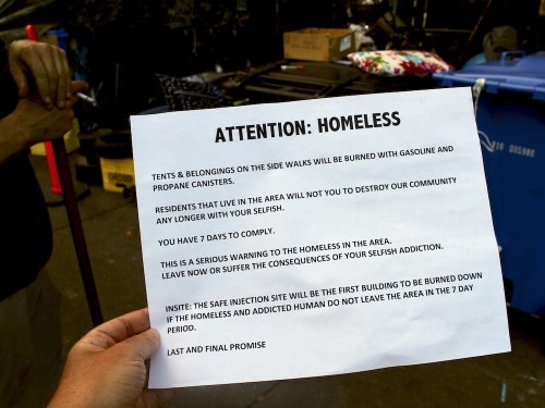 Flyers Threaten Homeless People on Vancouver’s Downtown Eastside