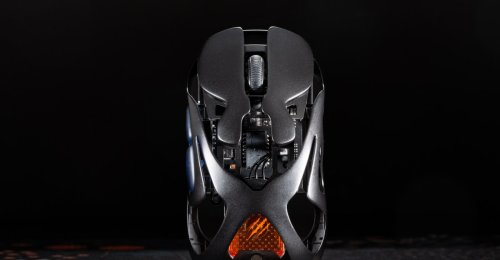 This gaming mouse has a striking skeletonized design and hot-swap batteries
