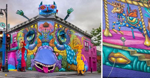 A Playfully Grotesque Monster Peeks Out of Danaé Brissonnet's Ravenous Mural in Montréal