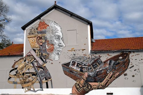 Pixel Pancho and Vhils Collaborate on the Streets of Lisbon — Colossal