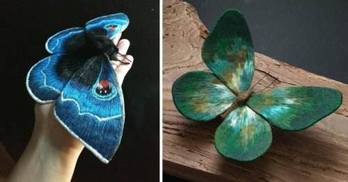 Vivid Hues and Intricate Embroidery Bring Yumi Okita's Remarkably Tactile Moths to Life — Colossal