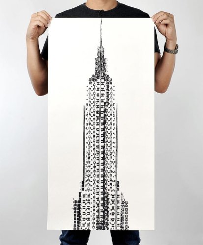 The Cyclist's Empire: A New Print of the Empire State Building Made from Bicycle Tracks — Colossal