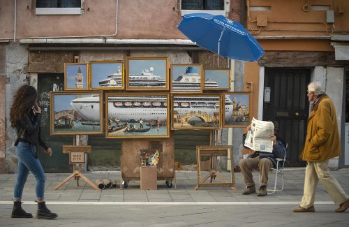 Banksy Sets Up Amongst Venice Street Vendors to Share a New Multi-Panel Painting — Colossal