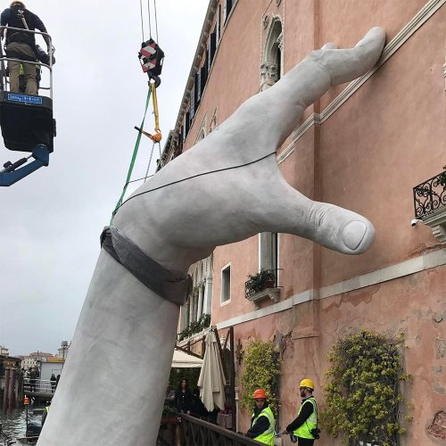 Support: Monumental Hands Rise from the Water in Venice to Highlight Climate Change — Colossal