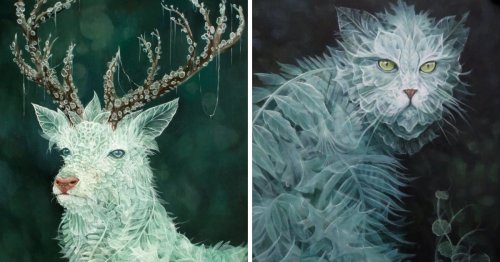 Animals of Translucent Botanics Center in Molly Devlin's Ethereal Portraits — Colossal