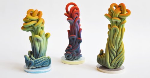 Loops and Coils in Bright Gradients Grow from Claire Lindner's Ceramic Sculptures