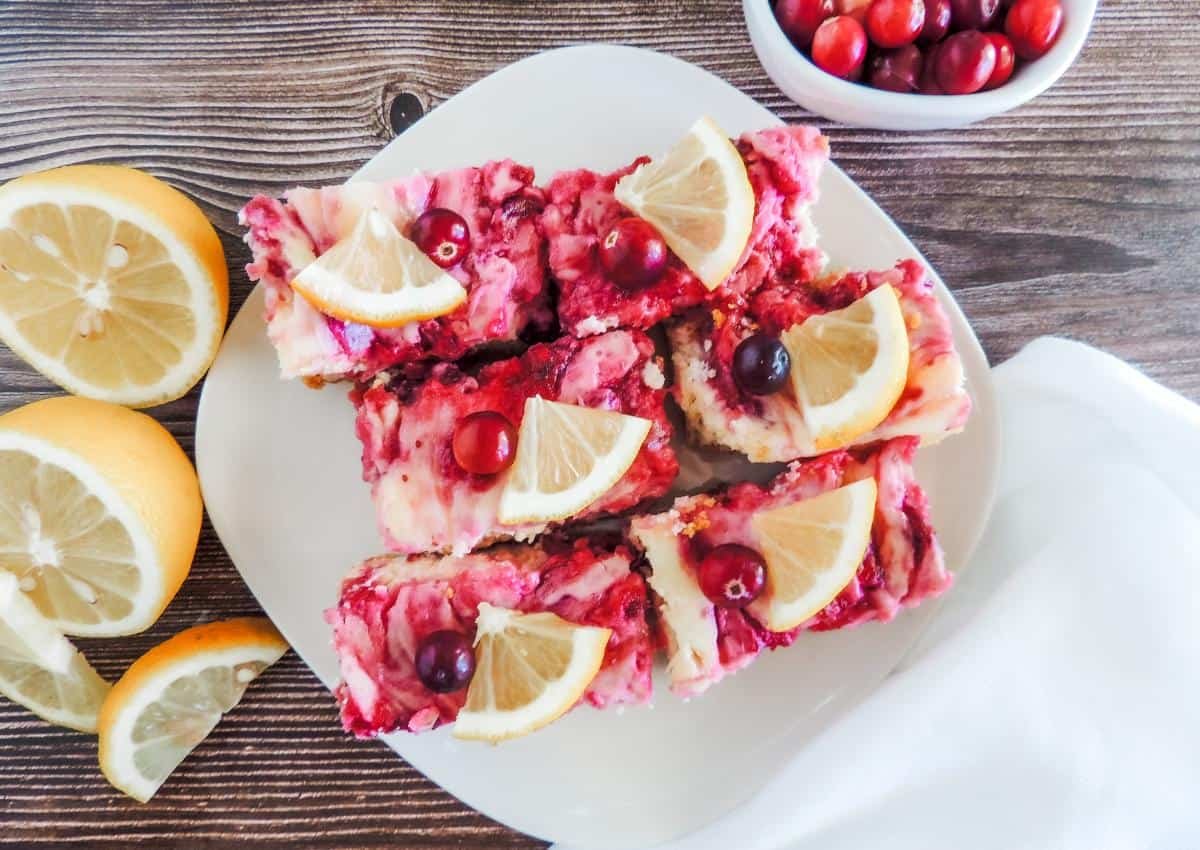 Lemon Cranberry Cheesecake Bars: Easy Bite Size Dessert