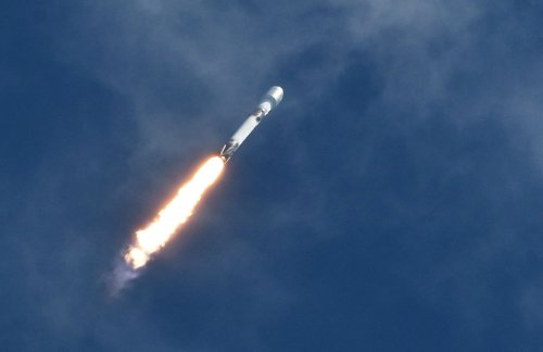 A SpaceX Falcon 9 rocket carrying a batch of 56 Starlink