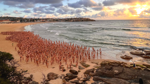 Thousands of volunteers stripped off on Bondi Beach for a nude art project