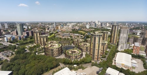 Bromley-by-Bow gasworks in east London is being turned into 2,000 homes and a riverside park