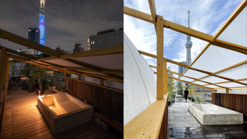 This penthouse hotel has a private rooftop bath with views of Skytree