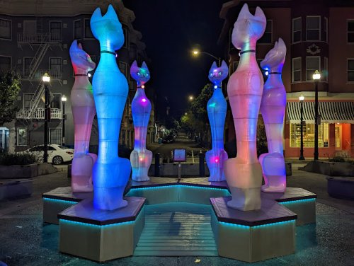 A massive "Cathenge" is being unveiled in San Francisco with glowing feline monoliths