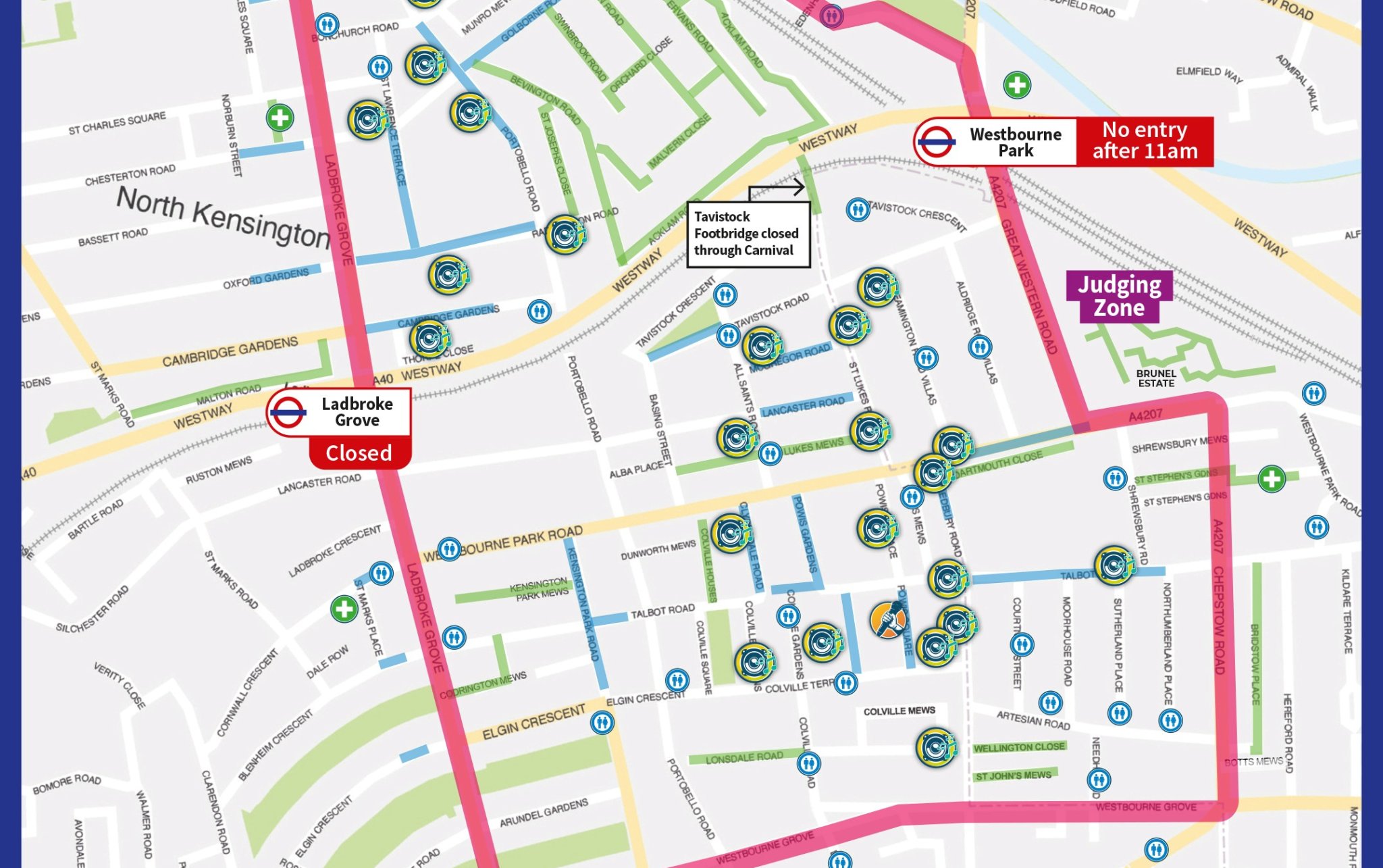 The full Notting Hill Carnival 2026 parade route with map
