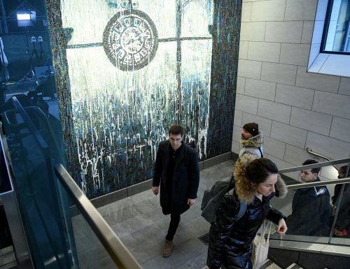 This beautiful mosaic of a clock from the old Penn Station is now at the 34th Street station entrance