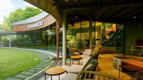 New pet-friendly Starbucks at GBTB has 'Enchanted Forest' theme with vibrant floral decor and two zones