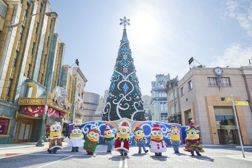 The Christmas tree at Universal Studios Japan in Osaka holds two Guinness World Records