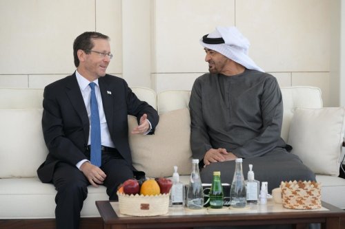 Meeting UAE president, Herzog assures him all Israelis support Abraham Accords