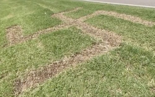 Swastika cut into grass outside Oklahoma City man’s home