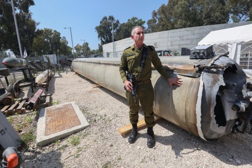 IDF shows reporters remains of massive intercepted Iranian ballistic missile