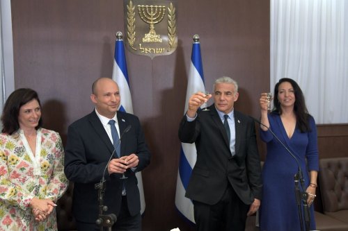 Lapid at PM handover ceremony with Bennett: ‘The job is bigger than all of us’