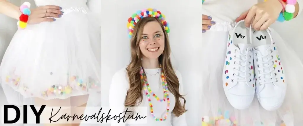 DIY Pompon Kostüm für Karneval basteln