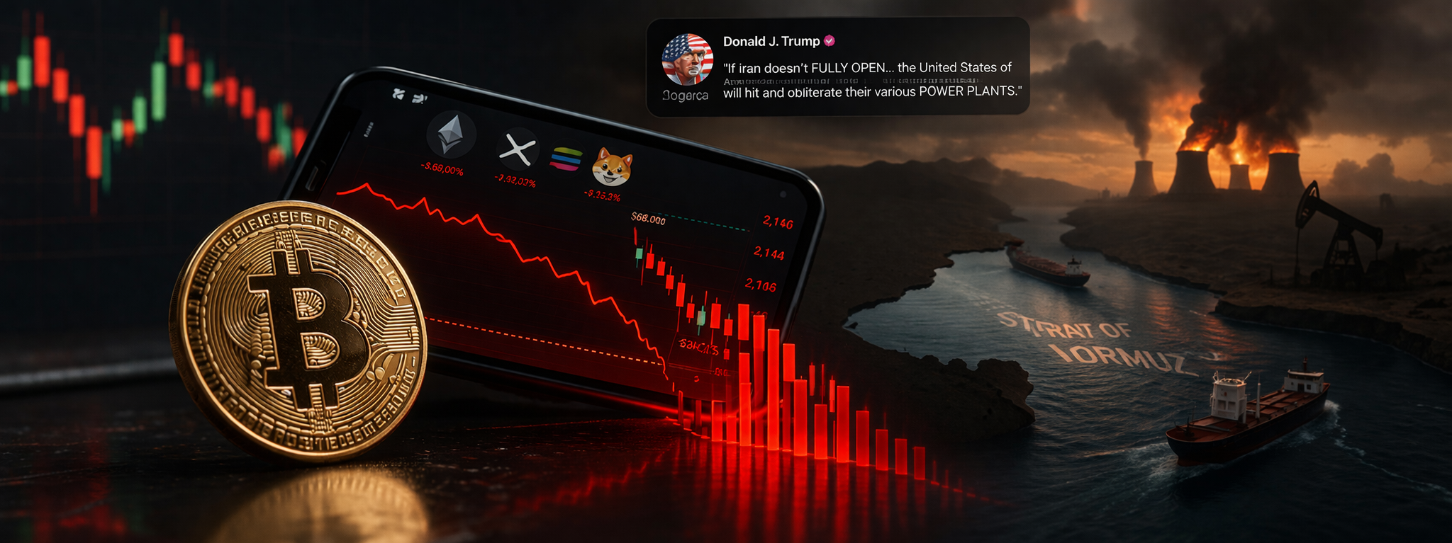 Bitcoin Drops Toward Key Level after Trump Iran Warning Sparks $1 Billion Selloff