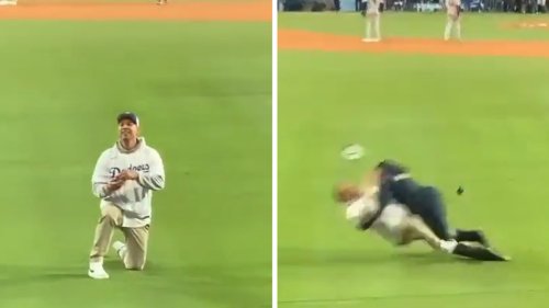L.A. Dodgers Fan Speared By Security Guard ... Amid Surprise On-Field Marriage Proposal