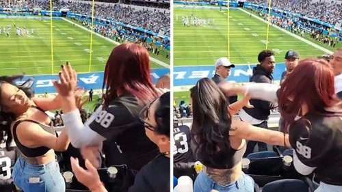 Raiders Vs. Chargers Violent Fistfight At Game ... Catfight In Stands