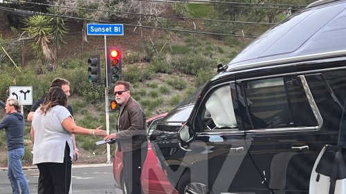Arnold Schwarzenegger Involved In Bad Car Accident ... SUV Rolls Over onto Prius