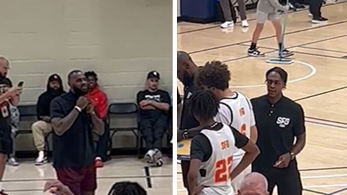 LeBron James Coaches Son Bryce At Nike Tourney ... Rajon Rondo Helps ...