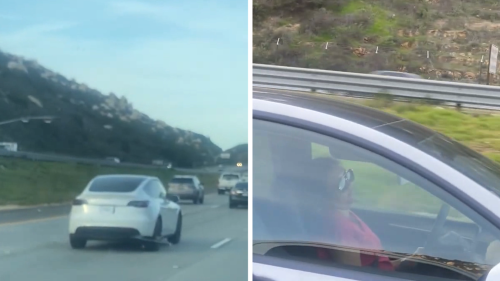Tesla Driver Appears Asleep At Wheel ... Cruising Down Freeway