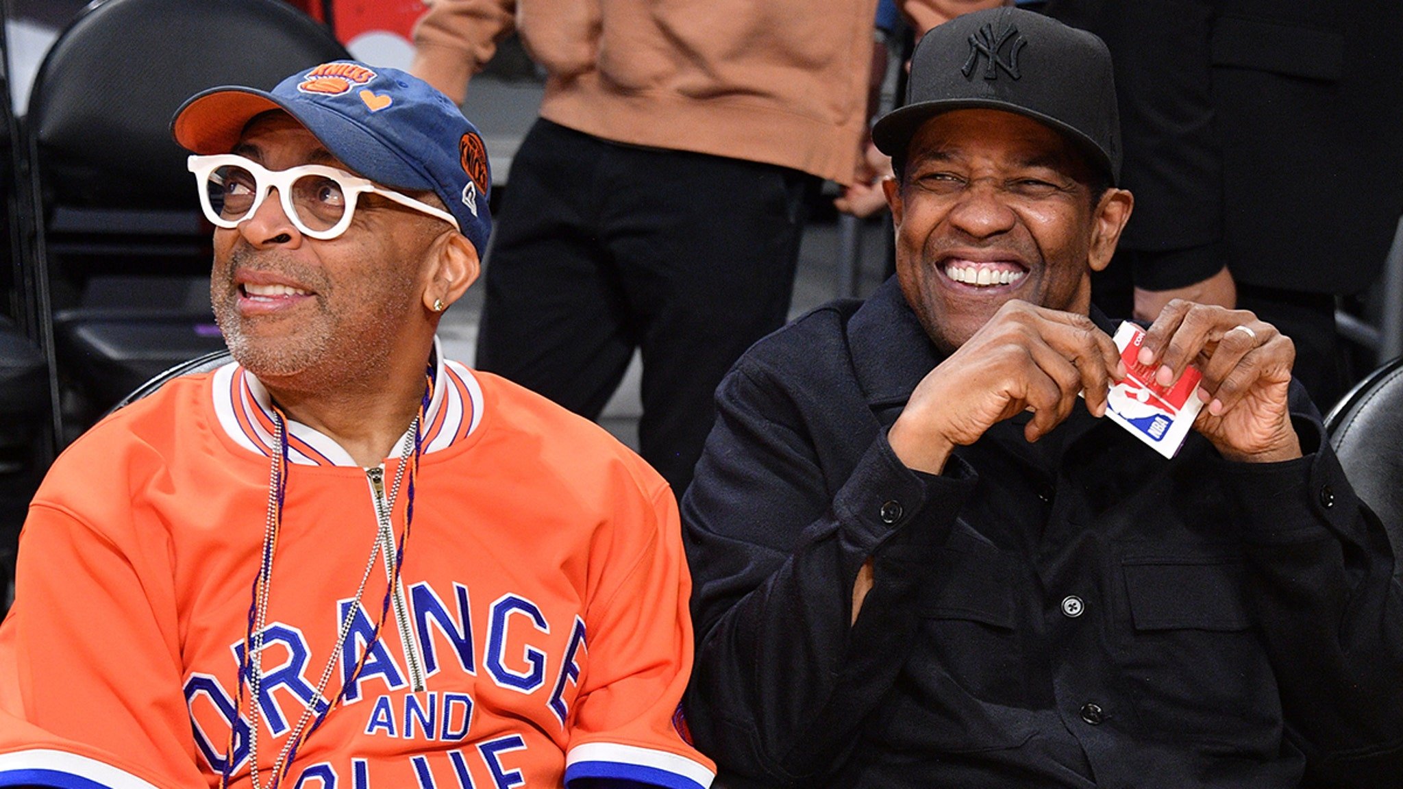 Denzel Washington, Spike Lee Forget The Oscars ... It's Lakers Vs. Knicks Night!!!