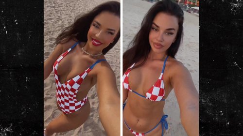Model Ivana Knoll Wears Swimsuit With Croatian Flag While In Qatar For World Cup