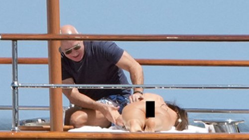 Jeff Bezos Hands-On Approach to Lauren's Tan Catching Rays on Super Yacht in South of France