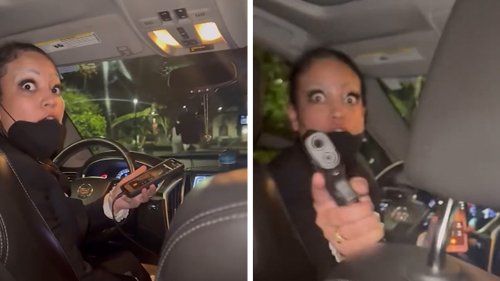 UBER GONE WRONG DRIVER FLASHES GUN AT PASSENGERS DURING HEATED RIDE