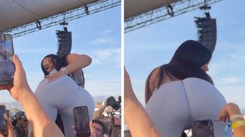 Cardi B Playing the 'Bongos' at REVOLVE Festival ... Twerks, Smacks Butt in Crowd!!!