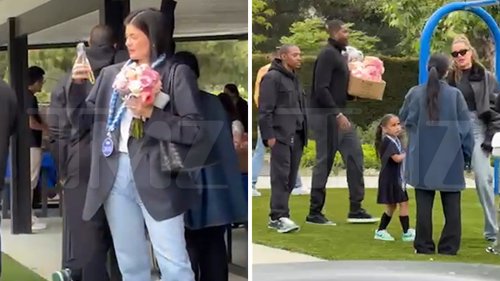 Khloe, Kylie, Tristan, Travis & Blac Chyna Attend Same Pre-K Graduation