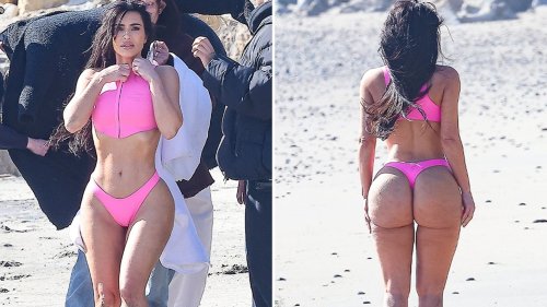 Kim Kardashian Booty on the Beach For Sexy Photo Shoot