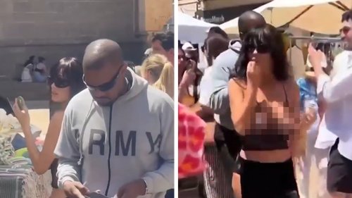 Kanye West & Bianca Censori Need to Cool Down on Hot Day ... Ice Cream, No Bra Should Do the Trick!!!